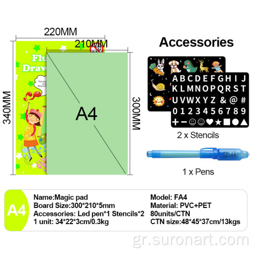 Kids Magic Light up Drawing Board Glow Pad